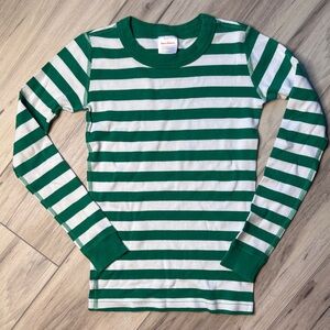 Hanna Andersson Green and White Striped Pajama top